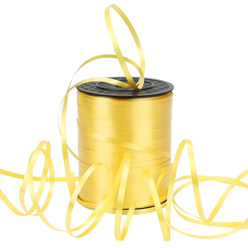 Dooozy 500 M/ 546 Yards Ringelband Geschenkband Set, 5MM Geschenkbänder für Geburtstag Luftballons Hochzeit Geschenkverpackung Florist Luftballon Schleifen und Saisonale Deko(Prägung Gelb) von Dooozy
