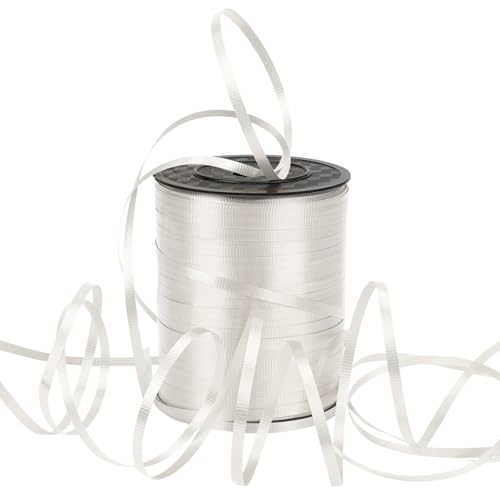 Dooozy 500 M/ 546 Yards Ringelband Geschenkband Set, 5MM Geschenkbänder für Geburtstag Luftballons Hochzeit Geschenkverpackung Florist Luftballon Schleifen und Saisonale Deko(Prägung Silber) von Dooozy