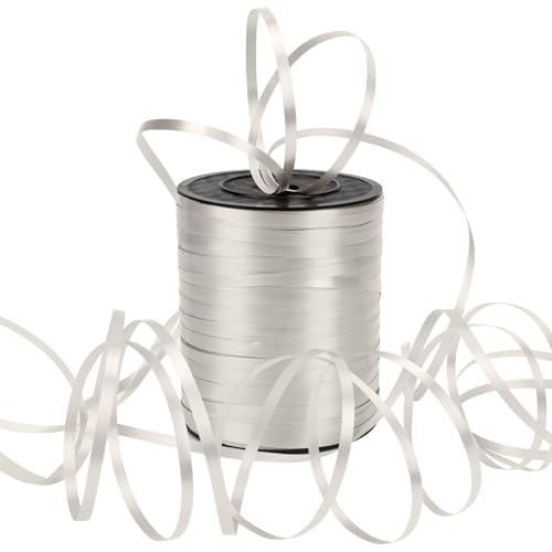 Dooozy 500 M/ 546 Yards Ringelband Geschenkband Set, 5MM Geschenkbänder für Geburtstag Luftballons Hochzeit Geschenkverpackung Florist Luftballon Schleifen und Saisonale Deko(Silber) von Dooozy