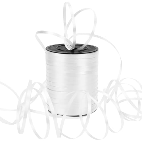 Dooozy 500 M/ 546 Yards Ringelband Geschenkband Set, 5MM Geschenkbänder für Geburtstag Luftballons Hochzeit Geschenkverpackung Florist Luftballon Schleifen und Saisonale Deko(Weiß) von Dooozy