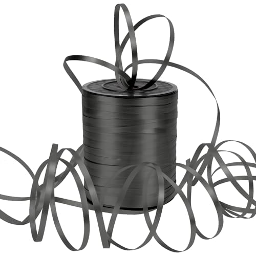 Dooozy 500 M/ 546 Yards Ringelband Geschenkband Set, 5MM Geschenkbänder für Geburtstag Luftballons Hochzeit Geschenkverpackung Florist Luftballon Schleifen und Saisonale Deko(Schwarz) von Dooozy