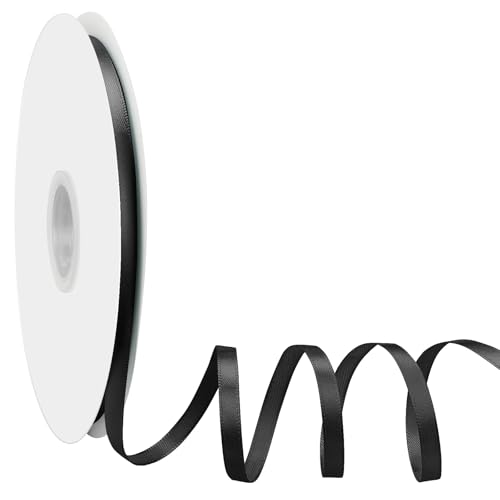 Satinband Bänder Schwarz, Dooozy 10cm 91m Geschenkband Schleifenband für Geschenkverpackung, Kunsthandwerk, Haarschleifen, Blumenstrauß, Dekoration von Dooozy