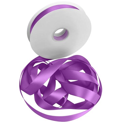 Satinband Schleifenband Dunkelviolett, Dooozy 25mm 91m Geschenkband Dekoband, Stoffband für Verpacken Geschenken Weihnachten Hochzeit Dekorieren von Dooozy