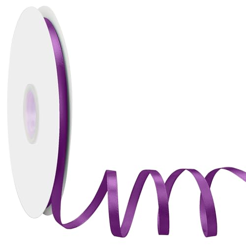 Satinband Schleifenband Dunkelviolett, Dooozy 6mm 91m Geschenkband Dekoband, Stoffband für Verpacken Geschenken Weihnachten Hochzeit Dekorieren von Dooozy