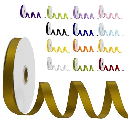 Satinband Schleifenband Golden, Dooozy 10mm 91m Geschenkband Dekoband, Stoffband für Verpacken Geschenken Weihnachten Hochzeit Dekorieren Satinband Schleifenband Golden, Dooozy 10mm 91m Geschenkband Dekoband, Stoffband für Verpacken Geschenken Weihnachten Hochzeit Dekorieren von Dooozy