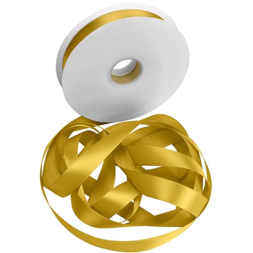 Satinband Schleifenband Golden, Dooozy 25mm 91m Geschenkband Dekoband, Stoffband für Verpacken Geschenken Weihnachten Hochzeit Dekorieren Satinband Schleifenband Golden, Dooozy 25mm 91m Geschenkband Dekoband, Stoffband für Verpacken Geschenken Weihnachten Hochzeit Dekorieren von Dooozy