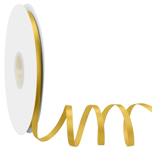 Satinband Schleifenband Golden, Dooozy 6mm 91m Geschenkband Dekoband, Stoffband für Verpacken Geschenken Weihnachten Hochzeit Dekorieren Satinband Schleifenband Golden, Dooozy 6mm 91m Geschenkband Dekoband, Stoffband für Verpacken Geschenken Weihnachten Hochzeit Dekorieren von Dooozy