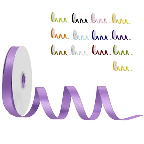 Satinband Schleifenband Hellviolett, Dooozy 6mm 91m Geschenkband Dekoband, Stoffband für Verpacken Geschenken Weihnachten Hochzeit Dekorieren von Dooozy