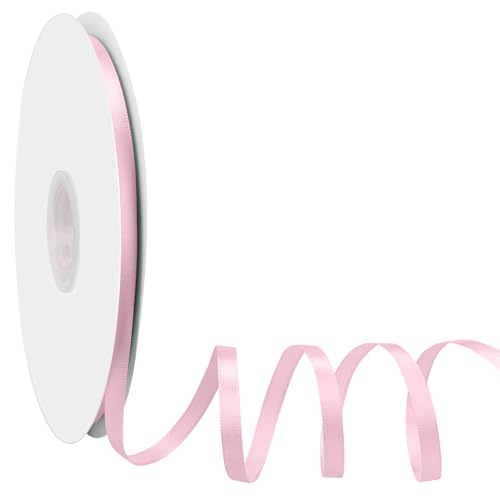 Satinband Schleifenband Rosa, Dooozy 6mm 91m Geschenkband Dekoband, Stoffband für Verpacken Geschenken Weihnachten Hochzeit Dekorieren von Dooozy