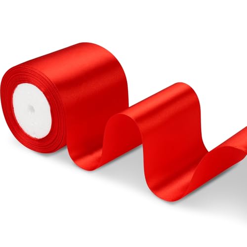 Satinband Schleifenband Rot, Dooozy 10cm 22m Geschenkband Dekoband, Stoffband für Verpacken Geschenken Weihnachten Hochzeit Dekorieren Satinband Schleifenband Rot, Dooozy 10cm 22m Geschenkband Dekoband, Stoffband für Verpacken Geschenken Weihnachten Hochzeit Dekorieren von Dooozy