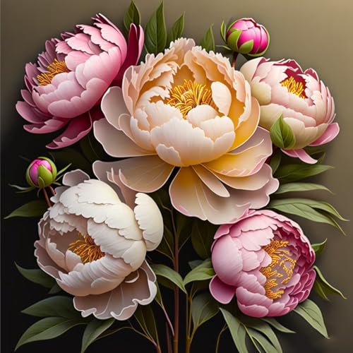 5D DIY Diamond Art Painting Kits, Pfingstrose Blume Strass Kristall Kreuzstich Stickerei Leinwand Malerei Painting nach Zahlen, Diamond Painting zubehör, für Erwachsene Kinder Haus Dekor 20x20cm F-296 5D DIY Diamond Art Painting Kits, Pfingstrose Blume Strass Kristall Kreuzstich Stickerei Leinwand Malerei Painting nach Zahlen, Diamond Painting zubehör, für Erwachsene Kinder Haus Dekor 20x20cm F-296 von Dooqon