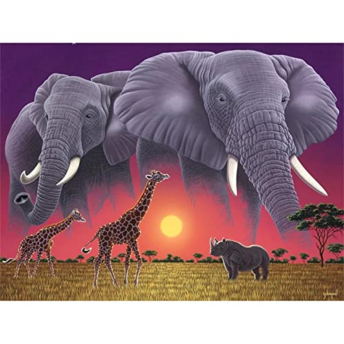 5D Diamond Painting Elefant Giraffe Diamant Painting Kinder, DIY Voll Set Cross Stickerei Malerei, Diamond Painting Erwachsene Bilder Kits, Home Wanddekoration Malerei Kunsthandwerk Geschenk 20x30cm von Dooqon
