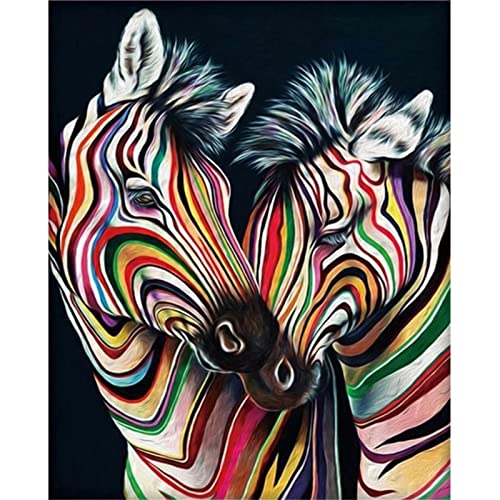 5D Diamond Painting Zebra Diamant Painting Kinder, DIY Voll Set Cross Stickerei Malerei, Diamond Painting Erwachsene Bilder Kits, Home Wanddekoration Malerei Kunsthandwerk Geschenk 60x80cm von Dooqon