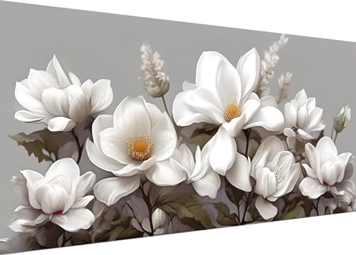 Blume Magnolie Diamond Painting Erwachsene Groß XXL 70x40cm, DIY 5D Diamant Painting Bilder, Diamant Kunst Malerei Stickerei Kreuzstich Set, Diamond Painting fur Wohnzimmer Wanddeko Y-163 von Dooqon