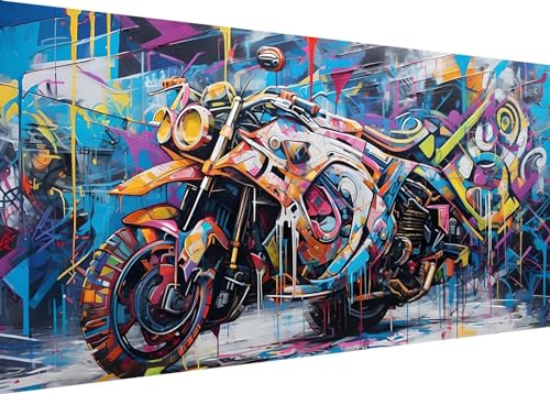 Diamond Painting Set für Enwachsene DIY 5D Graffiti Motorrad Diamond Painting Bilder mit Runder Full Drill Groß Diamond Art Painting Kit für Home Wall Decor Geschenke 50x25cm/20x10in A-182 Diamond Painting Set für Enwachsene DIY 5D Graffiti Motorrad Diamond Painting Bilder mit Runder Full Drill Groß Diamond Art Painting Kit für Home Wall Decor Geschenke 50x25cm/20x10in A-182 von Dooqon