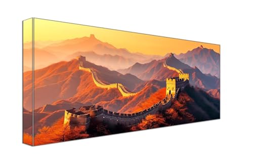Malen Nach Zahlen, Landschaft Große Mauer Malen Nach Zahlen Erwachsene, Kinder Anfänger DIY Handgemalt Ölgemälde auf Leinwand Kits, Farbe und Pinsel Artwork, für Home Dekor Geschenk 35x70cm g-723 von Dooqon