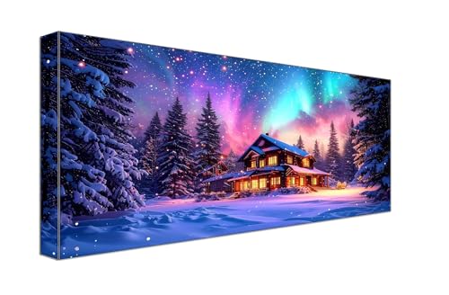 Malen Nach Zahlen Erwachsene Aurora Kleine Stadt, DIY Handgemalt Ölgemälde Kit für Anfänger und Erwachsene, Inklusive Knitterfreie Leinwand,Pinsel und Acrylfarben, Malen Nach Zahlen 20x40cm g-714 von Dooqon