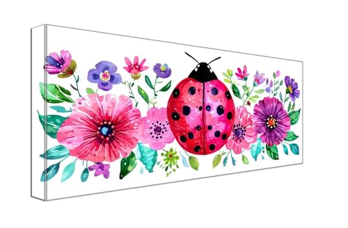 Malen Nach Zahlen Erwachsene Blume Marienkäfer, DIY Handgemalt Ölgemälde Kit für Anfänger und Erwachsene, Inklusive Knitterfreie Leinwand,Pinsel und Acrylfarben, Malen Nach Zahlen Dekor 20x40cm g-703 von Dooqon