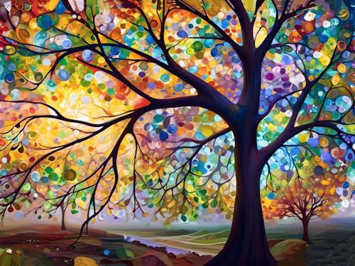 Malen Nach Zahlen Erwachsene Kinder Anfänger DIY Handgemalt Ölgemälde auf Leinwand Kits, für Home Dekoration oder Geburtstag Weihnachten Geschenk Mit Farbe und Pinsel, (Lebensbaum) 60x80cm F-694 von Dooqon