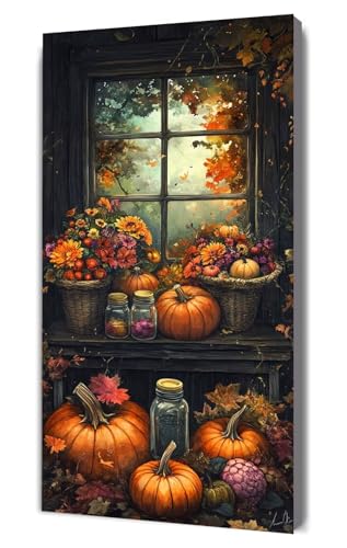 Malen Nach Zahlen Erwachsene Kürbis Herbst, DIY Handgemalt Ölgemälde Kit für Anfänger und Erwachsene, Inklusive Knitterfreie Leinwand,Pinsel und Acrylfarben, Malen Nach Zahlen Dekor 20x40cm g-447 von Dooqon