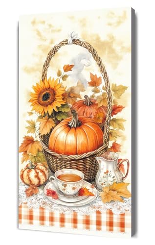 Malen Nach Zahlen Erwachsene Kürbis Kaffee, DIY Handgemalt Ölgemälde Kit für Anfänger und Erwachsene, Inklusive Knitterfreie Leinwand,Pinsel und Acrylfarben, Malen Nach Zahlen Dekor 20x40cm g-446 von Dooqon