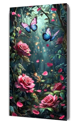 Malen Nach Zahlen Erwachsene Rose Wald, DIY Handgemalt Ölgemälde Kit für Anfänger und Erwachsene, Inklusive Knitterfreie Leinwand,Pinsel und Acrylfarben, Malen Nach Zahlen Dekor Geschenk 30x60cm g-384 von Dooqon