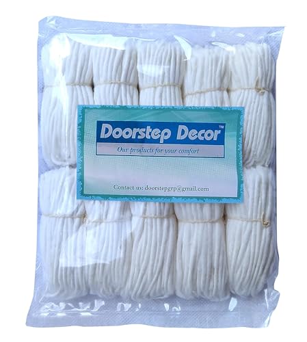 Doorstep Decor Diya Batti Dochte aus Baumwolle, lang, 8,9 cm, Weiß, 1000 Stück von Door Step Decor