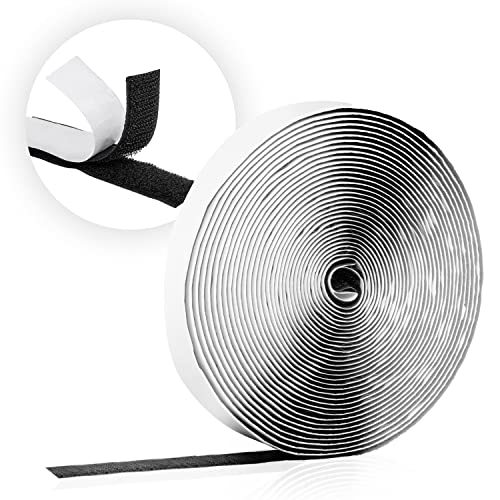 door easy - Klettband selbstklebend extra stark - 9m lang & 20mm breit - feuchtigkeits-, hitze- & witterungsbeständiger Klettverschluss - zuschneidbar (schwarz, 9m) von Door easy