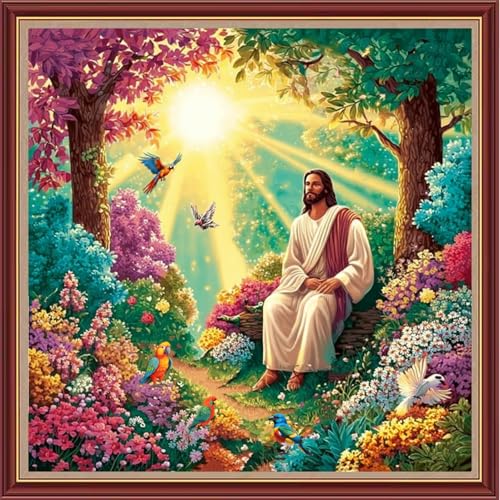 Dooxvey Kreuzstich-Set für Erwachsene und Anfänger, komplettes Sortiment an Kreuzstich-Stempel-Kits, Nadelspitzen-Sets für Anfänger, Stickset, 11-fädig, Kreuzstichmuster, Jesus Sonnenaufgang, 45,7 x Dooxvey Kreuzstich-Set für Erwachsene und Anfänger, komplettes Sortiment an Kreuzstich-Stempel-Kits, Nadelspitzen-Sets für Anfänger, Stickset, 11-fädig, Kreuzstichmuster, Jesus Sonnenaufgang, 45,7 x von Dooxvey