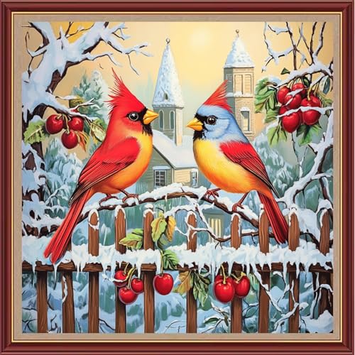 Dooxvey Kreuzstich-Set für Erwachsene und Anfänger, komplettes Sortiment an Kreuzstich-Stempel-Kits, Nadelspitzen-Sets für Anfänger, Stickset, 11-fädiges Kreuzstichmuster, bunte Vogel-Schneeszene Dooxvey Kreuzstich-Set für Erwachsene und Anfänger, komplettes Sortiment an Kreuzstich-Stempel-Kits, Nadelspitzen-Sets für Anfänger, Stickset, 11-fädiges Kreuzstichmuster, bunte Vogel-Schneeszene von Dooxvey