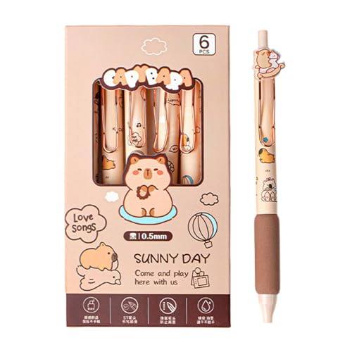 Dopsyesn Comic Stifte - 6 Stücke Wasserschwein Kugelschreiber Mit Klickmechanismus,Ästhetische 0,5mm Cartoon Schreibgeräte Schnelltrocknend Für Kinder, Frauen, Jugendliche, Studenten, Lehrer & Schule Dopsyesn Comic Stifte - 6 Stücke Wasserschwein Kugelschreiber Mit Klickmechanismus,Ästhetische 0,5mm Cartoon Schreibgeräte Schnelltrocknend Für Kinder, Frauen, Jugendliche, Studenten, Lehrer & Schule von Dopsyesn