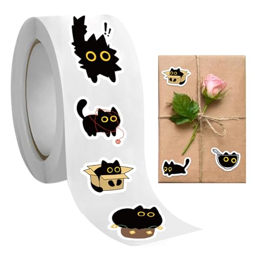 Dopsyesn Katzen Sticker Rolle,Schwarze Katzenbabys Dekorativ Aufkleber Für Kinder | 500 Blatt/Rolle, Ästhetische Katzenaufkleber Zum Dekorieren Von Scrapbooks Tagebüchern Umschlägen Wasserflaschen Dopsyesn Katzen Sticker Rolle,Schwarze Katzenbabys Dekorativ Aufkleber Für Kinder | 500 Blatt/Rolle, Ästhetische Katzenaufkleber Zum Dekorieren Von Scrapbooks Tagebüchern Umschlägen Wasserflaschen von Dopsyesn