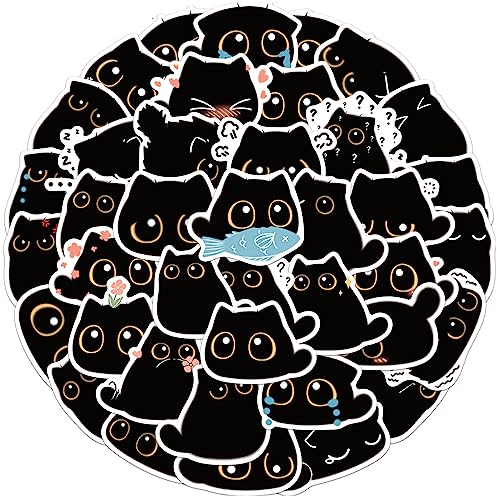 Dorart Home 40pcs Nette Katze Aufkleber für Laptop, Schwarze Katzenaufkleber, Vinyl Sticker Dekoration für Notizbücher, Skateboards, Wasserflaschen,Wasserfeste Sticker Kinder Teens Erwachsene von Dorart Home