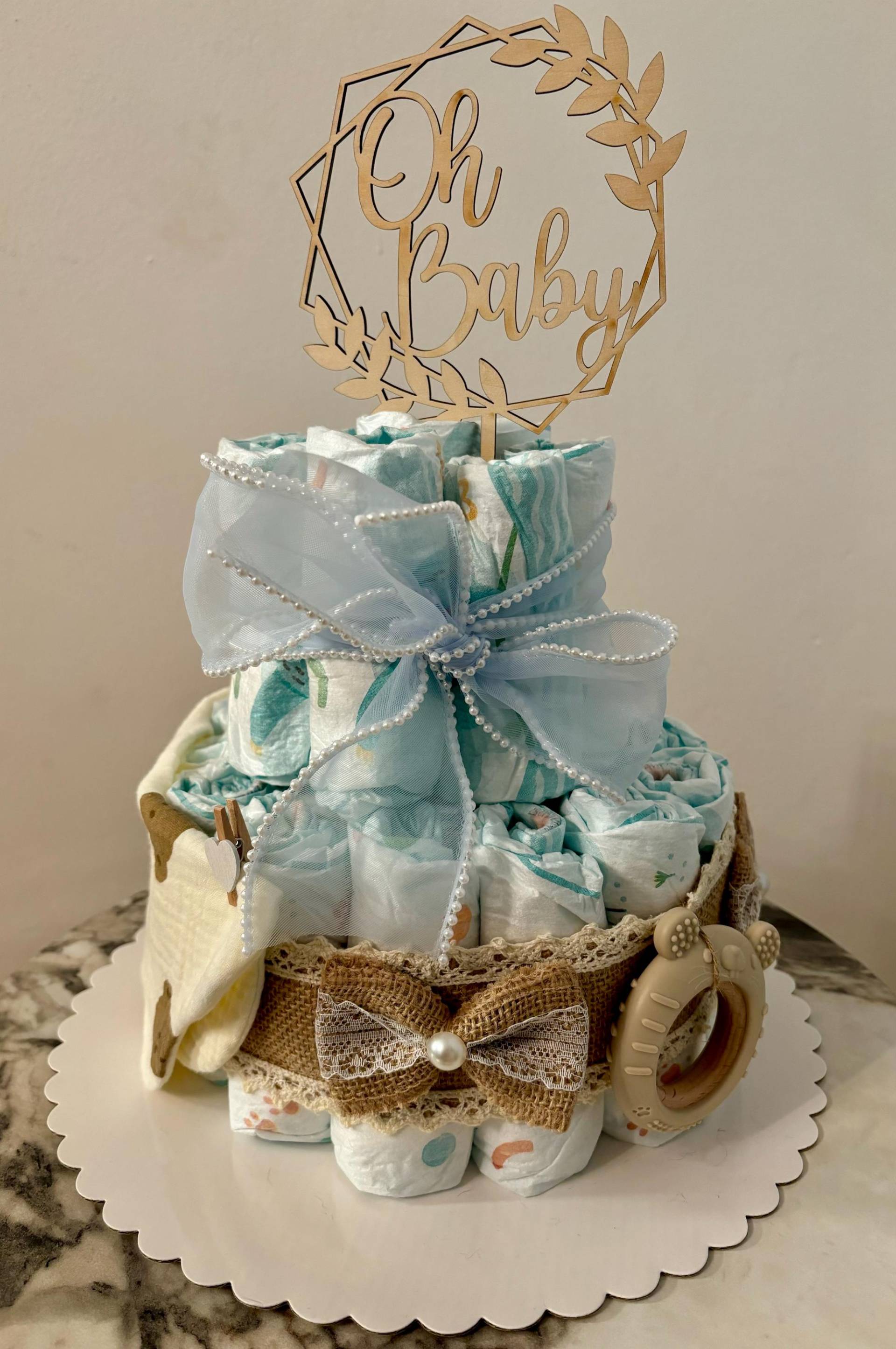 Windeltorte in Blau Für Baby-Jungen Als Geschenk Zur Geburt Taufe Oder Babyshower Windeltorte in Blau Für Baby-Jungen Als Geschenk Zur Geburt Taufe Oder Babyshower von DorasWindelzauber