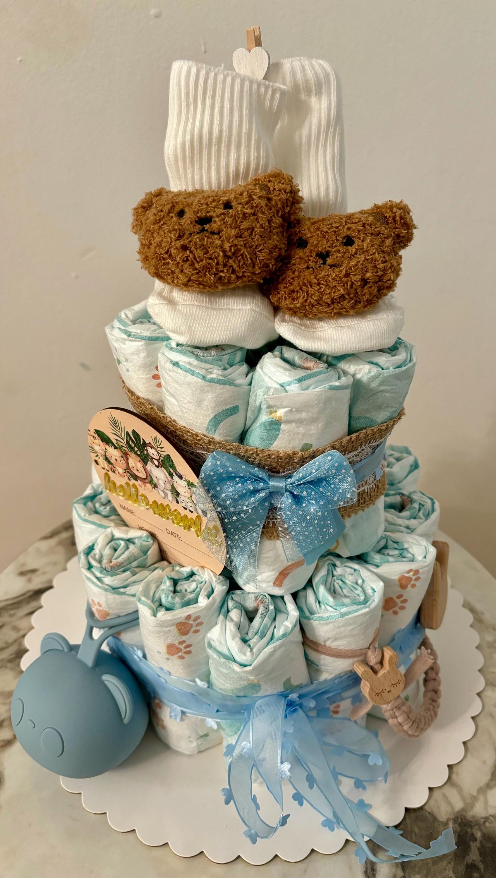 Windeltorte in Blau Für Jungen Als Geschenk Zur Geburt Taufe Oder Babyshower Windeltorte in Blau Für Jungen Als Geschenk Zur Geburt Taufe Oder Babyshower von DorasWindelzauber