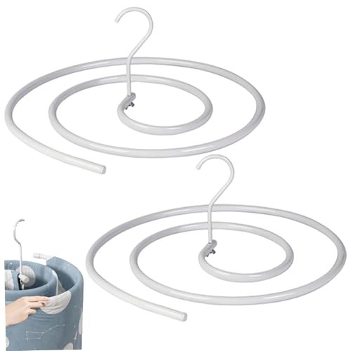 2 x Spiral-Lakenaufhänger, rund, platzsparende Aufbewahrung, Deckenaufhänger, abnehmbares Eisen, dicke Decke, Trockengestell für Bettlaken, Decke, Badetuch, Decke, Trockenständer, Wäscheständer, von Dorccsi