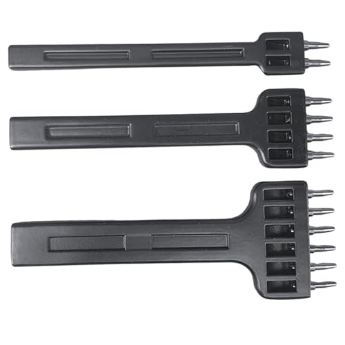 3-teiliges Lederstanzer-Set, 4 Zoll, 2/4/6 Zinken, Lederlocher-Werkzeug, 6 mm Abstand, Stahlzinken-Stanzwerkzeug für Heimwerkerarbeiten, Lederlocher-Werkzeug, Lederstanzer-Set 3-teiliges Lederstanzer-Set, 4 Zoll, 2/4/6 Zinken, Lederlocher-Werkzeug, 6 mm Abstand, Stahlzinken-Stanzwerkzeug für Heimwerkerarbeiten, Lederlocher-Werkzeug, Lederstanzer-Set von Dorccsi
