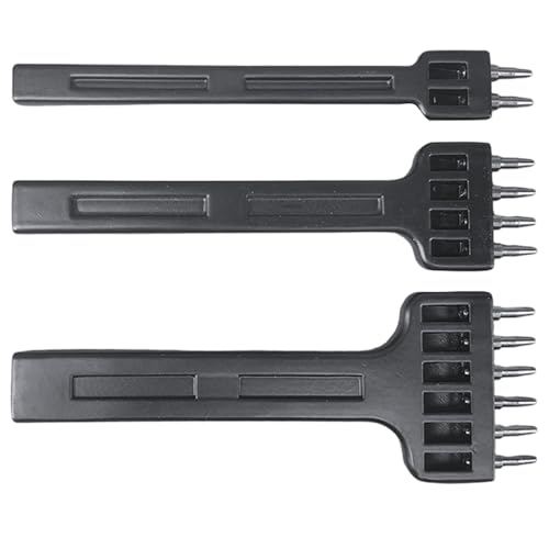 3-teiliges Set Leder-Nähstanzer, 4 Zoll 2/4/6 Zinken Lederlocher Werkzeug, 6 mm Abstand Stahlzinken Stanzwerkzeug für Heimwerkerarbeiten 3-teiliges Set Leder-Nähstanzer, 4 Zoll 2/4/6 Zinken Lederlocher Werkzeug, 6 mm Abstand Stahlzinken Stanzwerkzeug für Heimwerkerarbeiten von Dorccsi