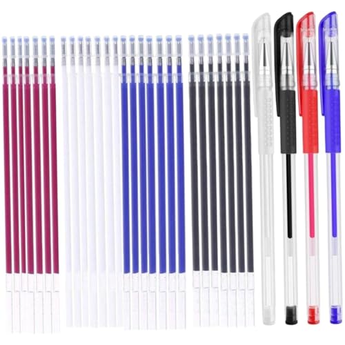 4 Stück Wärmelöschbare Stifte, Stoffmarkierungsstifte Mit 28 Stück Nachfüllungen Zum Quilten, Nähen, Schneidern (4 Farben), Stoffmarker Zum Nähen, Weißer Stoffmarker, Nähzubehör, Nähutensilien von Dorccsi