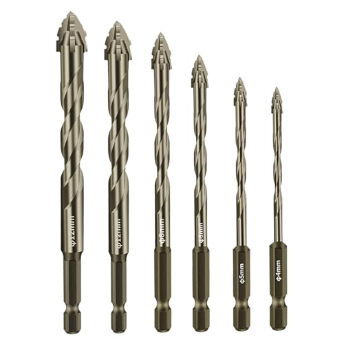 6-teiliger Betonbohrer, vierschneidiger Sägezahn-Exzenter-Fliesenbohrer, Metallspitzen in Industriequalität für Beton/Glas/Ziegel/Zement/Fliesen/Holz, Betonbohrer-Set 6-teiliger Betonbohrer, vierschneidiger Sägezahn-Exzenter-Fliesenbohrer, Metallspitzen in Industriequalität für Beton/Glas/Ziegel/Zement/Fliesen/Holz, Betonbohrer-Set von Dorccsi
