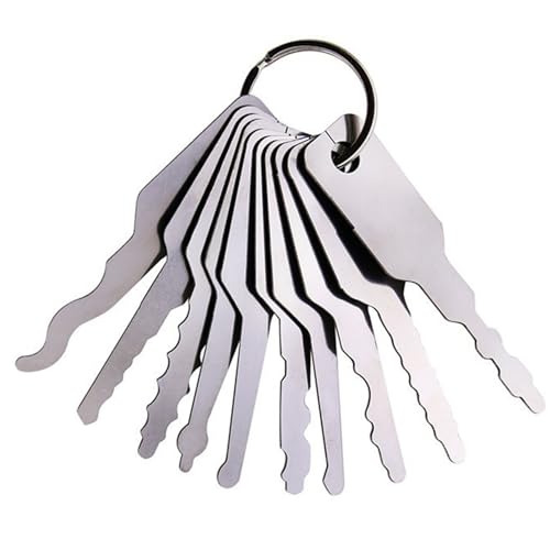 Dietrich-Set, Vintage-Dietrich-Set aus Edelstahl, Kammzähne, multifunktionales Handwerkzeug für Feuerwehrleute, Notfall-Werkzeug Dietrich-Set, Vintage-Dietrich-Set aus Edelstahl, Kammzähne, multifunktionales Handwerkzeug für Feuerwehrleute, Notfall-Werkzeug von Dorccsi