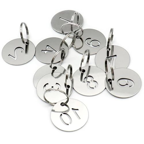 Nummernschilder, 100 Stück, 1–100, ausgehöhlt, 2, 3 cm, rund, Edelstahl, nummerierte Schilder mit Schlüsselring für Schlüssel, Clip, Becher, Tassenschilder, Schlüsseletiketten Nummernschilder, 100 Stück, 1–100, ausgehöhlt, 2, 3 cm, rund, Edelstahl, nummerierte Schilder mit Schlüsselring für Schlüssel, Clip, Becher, Tassenschilder, Schlüsseletiketten von Dorccsi
