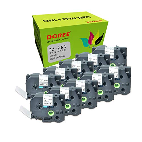 DOREE 10 x TZe-261 Kompatible Etikettenrolle, Schwarz auf Weiß, 36 mm x 8 m, Ersatz für Brother P-Touch PT-3600, 530, 550, 9200DX, 9400, 9500PC, 9600, 9700PC, 9800PCN, D800W, EPS. 850TKW, P900W. DOREE 10 x TZe-261 Kompatible Etikettenrolle, Schwarz auf Weiß, 36 mm x 8 m, Ersatz für Brother P-Touch PT-3600, 530, 550, 9200DX, 9400, 9500PC, 9600, 9700PC, 9800PCN, D800W, EPS. 850TKW, P900W. von Doree