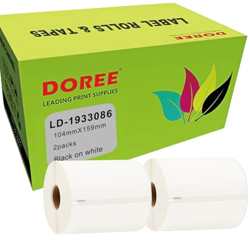 Doree 1933086 LabelWriter-Etiketten,104x159 mm,haltbar,100% wasserfest und reißfest,große Versandetiketten,kompatible Geräte: LabelWriter 4XL,450,450Twin Turbo (2er Pack,200 Einzelaufkleber pro Rolle) Doree 1933086 LabelWriter-Etiketten,104x159 mm,haltbar,100% wasserfest und reißfest,große Versandetiketten,kompatible Geräte: LabelWriter 4XL,450,450Twin Turbo (2er Pack,200 Einzelaufkleber pro Rolle) von Doree