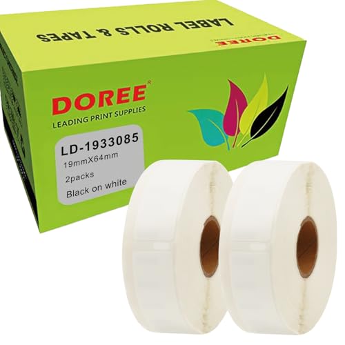 Doree 2112284/1933085 Durable LabelWriter Labels 19x64mm,weiße,100% wasserfest und reißfest,haltbar,kompatible Geräte: LabelWriter 4XL, 450, 450 Twin Turbo (2er Pack, 450 Einzelaufkleber pro Rolle) von Doree