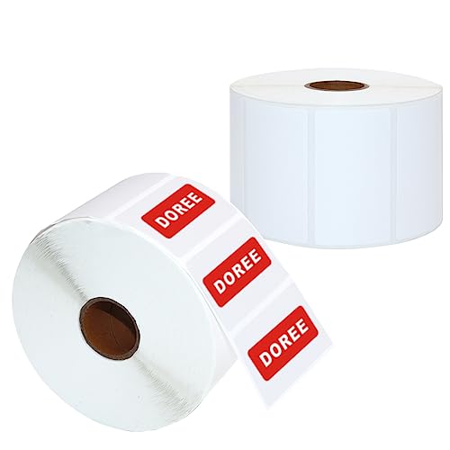 Doree 57mm x 32mm(2,25 in x 1,25 in) Perforierte Barcode/Mehrzweck Thermoetiketten Kompatibel mit Zebra und weiteren Druckern 2 Rollen/3000Etiketten von Doree