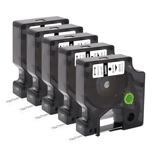 Doree 5Pack 45803 Kompatibles Etikettenband S0720830, Ersatz für DYMO D1 Etikettenband, Schwarz auf Weiß, 19 mm x 7 m,geeignet für Dymo LabelManager 300, LM350,LM 360D, LM 420P,LM450,450D. Doree 5Pack 45803 Kompatibles Etikettenband S0720830, Ersatz für DYMO D1 Etikettenband, Schwarz auf Weiß, 19 mm x 7 m,geeignet für Dymo LabelManager 300, LM350,LM 360D, LM 420P,LM450,450D. von Doree
