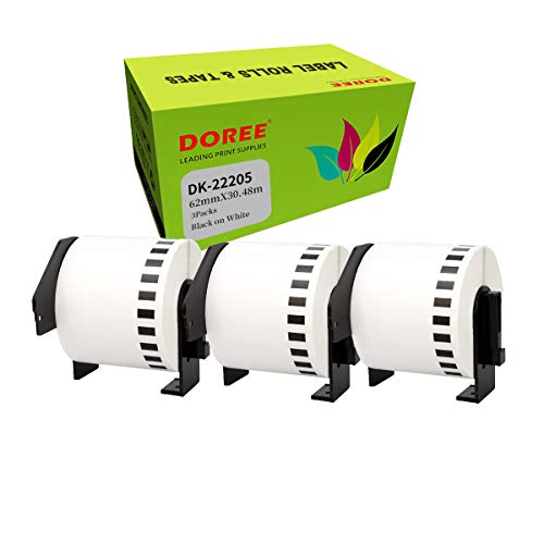 Doree DK-22205 DK22205 Etikettenrollen (Endlos) für Brother P-Touch QL-500 QL-500A QL-500BS QL-500BW (3) von Doree