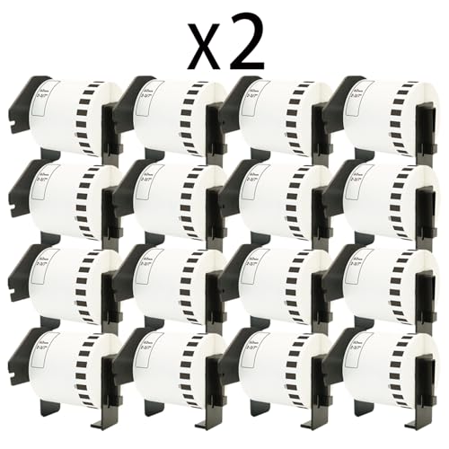 Doree DK22205 kompatible Etikettenrollen für Brother P-Touch QL-500 QL-500A QL-500BS QL-500BW,62mm x 30,48m(32 Packungen dk- 22205 Endlosetiketten,Die Länge jeder Endlospapier beträgt 30,48 m) von Doree