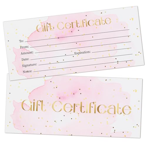 25 Blanko-Geschenkgutscheine, rosa Aquarell-Goldfolie, Geschenkgutscheinkarten für Geschäft, Spa, Salon, Restaurants, Massage, individuelle Kundengutscheine für Geburtstag, Arbeitskarte – 10 Stück 25 Blanko-Geschenkgutscheine, rosa Aquarell-Goldfolie, Geschenkgutscheinkarten für Geschäft, Spa, Salon, Restaurants, Massage, individuelle Kundengutscheine für Geburtstag, Arbeitskarte – 10 Stück von Doreen's Boutique